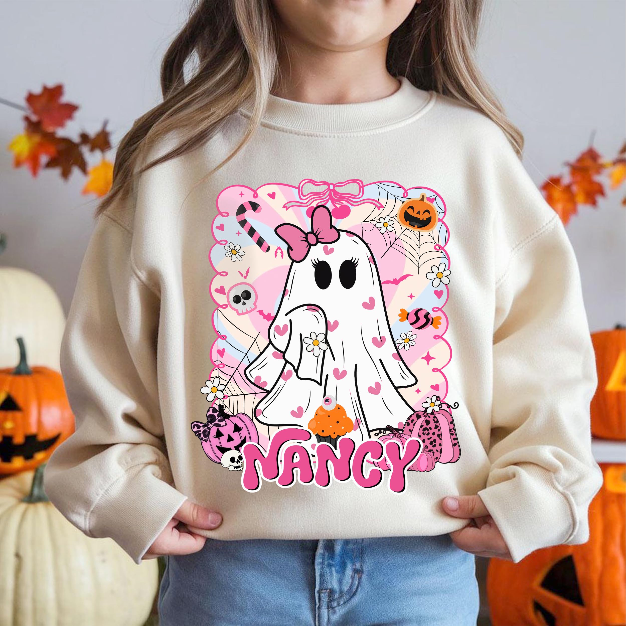 Custom Halloween Shirts for Kid Custom Name Little Pumpkin Shirt Boys Witch Youth Costume Girls Shirts Spooky Ghost Boo Tee