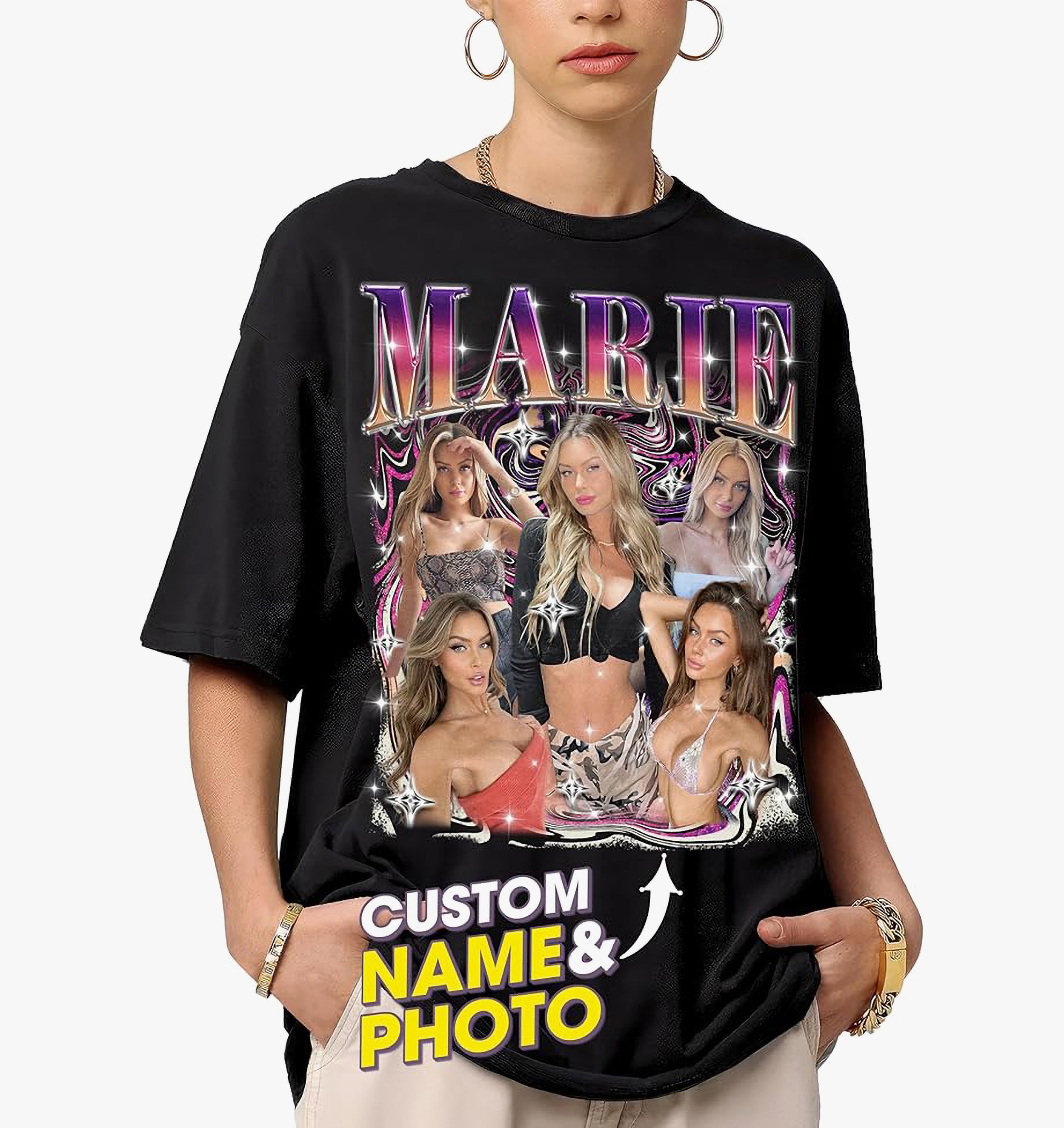 Custom Bootleg Rap Tee Shirt for Boyfriend Girlfriend Custom Face Tshirt Vintage Graphic Shirt Gift Idea Birthday
